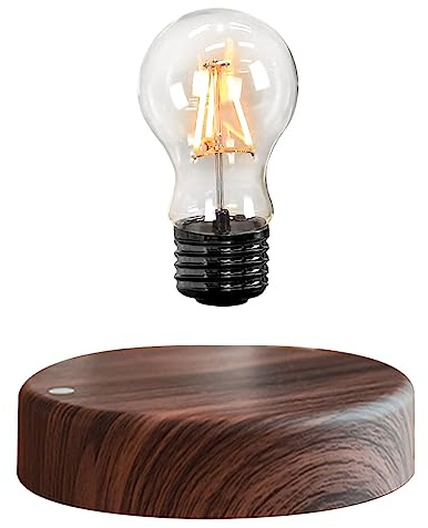 ele ELEOPTION Schwebende LED-Tischleuchte mit Touch-Taste Magnetische in Edler Holz-Optik Drahtlose LED-Glühbirne Dekoleuchte Dekoratives Licht für Liebhaberfreunde Raumdekoration,Nachtlicht