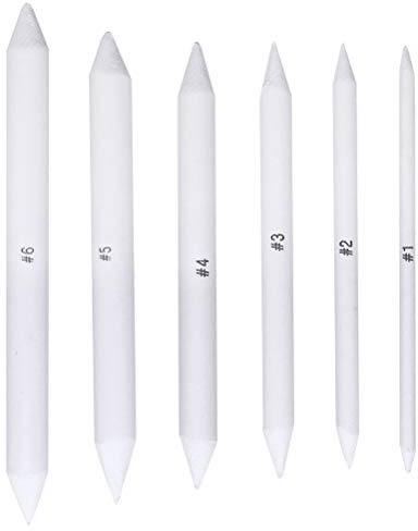 6 Stück Papierwischer Bleistife, 4/6/9/10/12/13mm Doppelköpfe Papier Stift Weiß Art Papier Stümpfe für Zeichnen DIY
