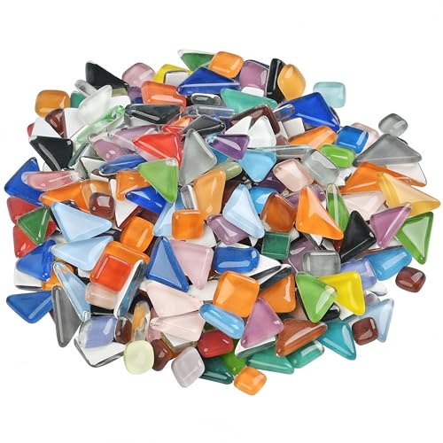 500g Mosaiksteine zum Basteln, Bunte Kristall Mosaikfliesen Unregelmäßig Bunte Glas Mosaiksteine Kleine Mini Mosaik Fliesen für Heimdekoration, DIY Kreativ, Bilderrahmen, Untersetzer