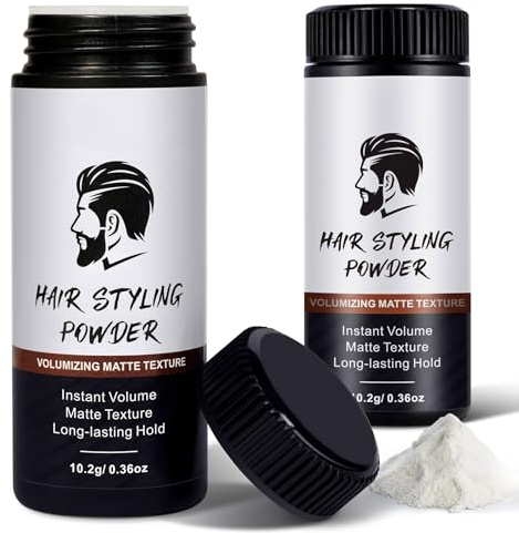 Volumen Puder Haare für Männer, 2 Stück Haar-Styling-Puder, Styling-Puder für Männer mit Natürlichem Look – Matte Textur, Lang Anhaltender Halt – Einfach Aufzutragen, Nicht Fettend