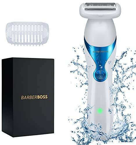 BarberBoss Elektrischer Damenrasierer – schnurlose Fellpflege für Körper, Unterarm, Bein, Damenrasierer, Nass- und Trockengebrauch, wasserabweisendes Design und Bikini-Trimmer QR-8081