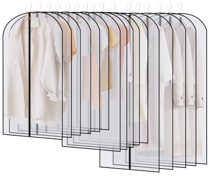 16 Stück Kleidersack Anzug Lang 60 x 120/100/80cm, Kleidersäcke mit Reißverschluss, Transparent kleiderschutzhülle, Kleidersack Kurz für Anzüge, Mäntel, Kleider, Hemden, Aufbewahrung Kleiderhülle