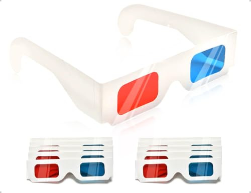 Emezddo 10 Paar 3D Brille,Papier Stereo Brillen,Rote und Blaue Linsen,3D Filme und Reise Dekoration,verwendet für Home Entertainment Schulunterricht Wissenschaftsausstellungen