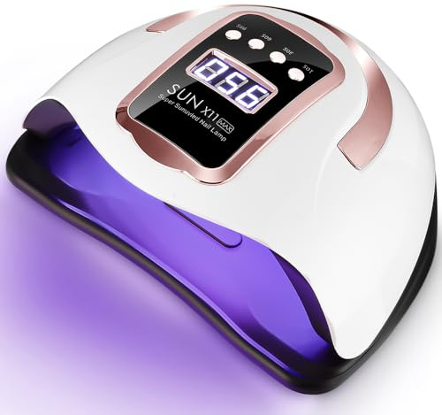 UV LED Lampe für Gelnägel, 280W 66LEDs Nagellampe Professionelle Schnell Nageltrockner mit 4 Timer, LCD Anzeige und Smart Sensor für Finger Zehennagel und für Alle Gel Nagellack, Shellac