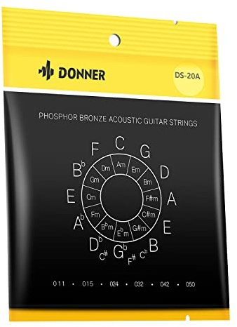 Donner Akustik-Gitarrensaiten Phosphor Bronze für 6-saitige Gitarren, Light, 11-50 (1 Stück)