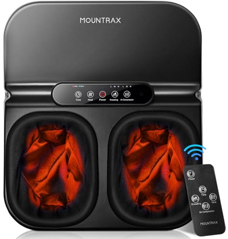 Mountrax Fußmassagegerät mit Wärme, Elektrisches Fußmassagegerät bei Plantarfasziitis und Neuropathie, 3D-Kneten, Rollen & Luftkompression, Geschenk für Männer/Frauen/Oma und Opa, Bis Schuhgröße 46