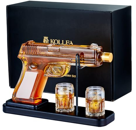 Kollea 15 Oz Gun Whiskey-Karaffe und 2,0 Oz Gläser-Set, Whiskey-Spender für Schnaps, Bourbon, Whiskey-Geschenksets für Männer, Väter, Brüder, einzigartige Geschenke zum Vatertag, Geburtstag, Jahrestag