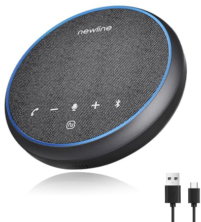 N newline Konferenzlautsprecher mit Mikrofon Bluetooth USB Lautsprecher für PC, Geräuschunterdrückung, 360°Sprachaufnahme 43 Stunden Standby, Speaker kompatibel mit Zoom, Teams, Skype, Home Office