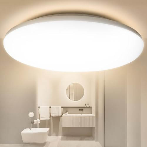 genatu LED Deckenleuchte IP65 Wassergeschützt [Badezimmer Lampe Decke] 22W 3080lm 4000K Neutralweiß, CRI80+ Flackerfrei, Augenschonend für Bad, Küche, Wohnzimmer, Flur (28cm)