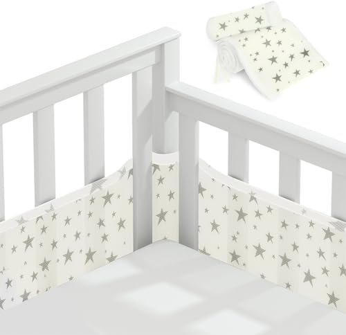 Vicloon Bettumrandung Nestchen, Nestchen für Kinderbetten Kantenschutz Baby Babybett, Atmungsaktive Polsterung, Kopfschutz Babybett Umrandungen, Rausfallschutz für Babybett Gitterstäbe-Pentagramm