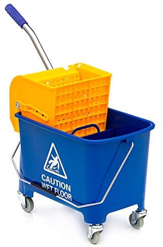 Wisch-Star Reinigungswagen mit Presse, 40x27x35cm - Putzwagen für Privathaushalt, 19 Liter Putzeimer mit Auswringer, Profi Putzwagen auch für Gewerbe geeignet