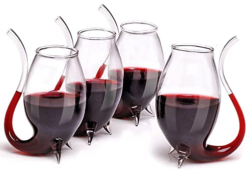 Flow Barware Port-Gläser, 4 x 90 ml Port-Sipper-Gläser, einzigartiges Port-Gläser-Geschenk-Set für Port-, Sherry-, Brandy- und angereicherten Wein, Pfeifenschnabel-Portweingläser