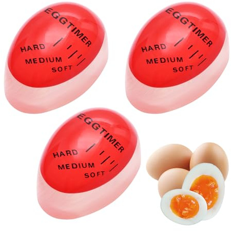 Eggtimer, 3 Stück Eieruhr, Timer für Gekochte Eier,Eieruhr zum Mitkochen | Egg Timer,Zeitschaltuhr für Hartgekochte Eier,Gekocht Eier Auswahl des Reifegrads von Eiern je Nach Temperatur