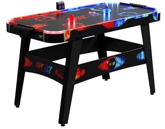 Carromco Airhockey Tisch Fire & Ice - Air Hockey Spieltisch mit LED Lichteffekten - mit belüftetem Spielfeld, beleuchteten Pucks und elektronischem Punktezähler - Gewicht 18 kg, Uni