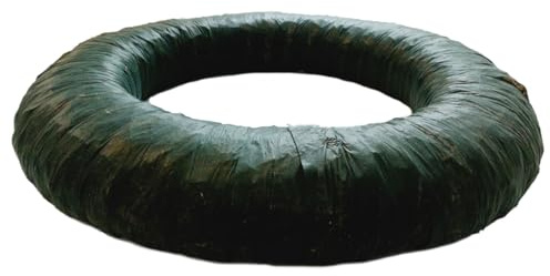 Decpero Strohkranz Natur umwickelt mit Vlies I Ø 60 x 12 cm I großer Strohrömer