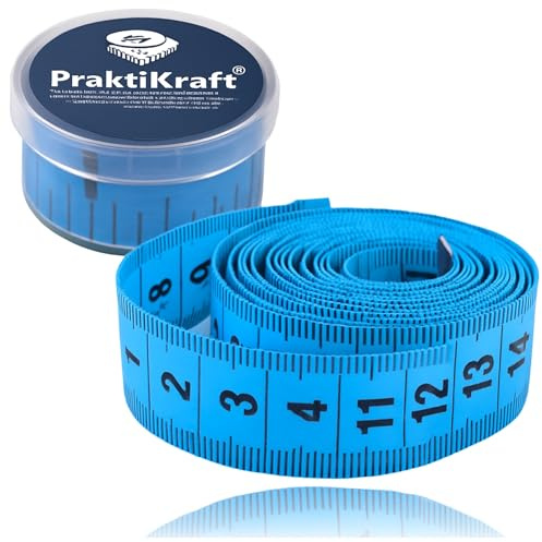Massband 150 cm - 2 in 1 - cm + INCH Schneidermaßband - Maßband in Aufbwahrungsbox zum skalieren & messen (Blau)