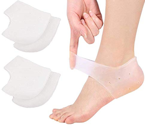 VivoFoot 2 Paar Gel Fersenpolster, Fersenschutz Silikon Pads, Ferse Socken für Fersensporn Plantarfasziitis, Fersenschmerzen, Trockene Rissige Ferse für Männer und Frauen.