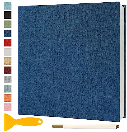 Fotoalbum Selbstklebend 28x27 Photo Album, 40 Seiten Blau | Groß Fotoalbum Zum Einkleben Scrapbook Selbstgestalten Fotobuch Baby Hochzeit Gästebuch Erinnerungsbuch Briefmarkenalbum