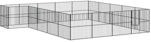 vidaXL Hundelaufstall 20-TLG. Schwarz Verzinkter Stahl