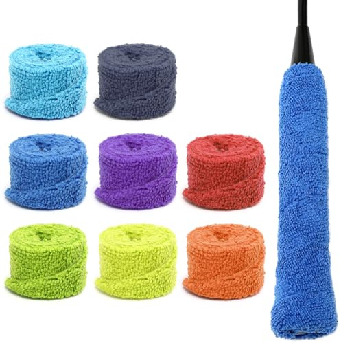 Weniubit 8 Stück Griffband Badmintonschläger, Badminton Griffband Selbstklebend Anti Rutsch Bänder, Griffband Tennisschläger Ersatz für Tennis, Badminton und Squash Schläger
