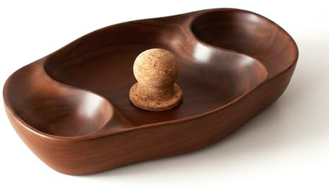 Briar & Oak Vintage Tabakpfeife Aschenbecher mit Korkklopfer – Doppelte Holzpfeifenablage & Aschenbecher für Indoor, Outdoor, Terrasse, Zuhause & Büro – Pfeifen- & Zigarren-Aschenbecher Geschenk für