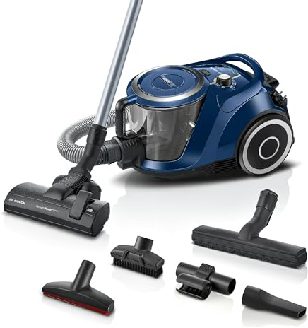 Bosch Staubsauger beutellos Serie 6 BGC41X36, Bodenstaubsauger, ideal für Allergiker, Hygiene-Filter, Bodendüse für Parkett, Teppich, Fliesen, Starke Saugleistung, leise, 700 W, blau