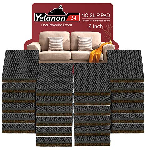 Yelanon Antirutsch Pads 24 Stück 2 Quadrat - Antirutsch Gummi Selbstklebend, Selbstklebend Möbelstopper für Fliesen, Holz und Laminatböden - für optimalen Bodenschutz und Kratzschutz