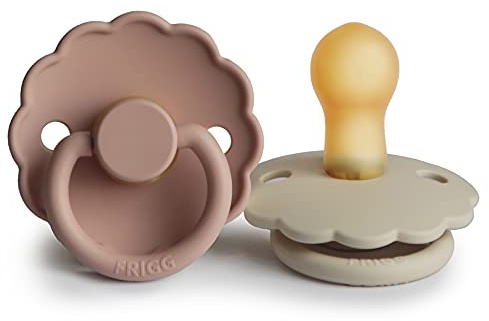 FRIGG Daisy Latex Schnuller | Klassischer Schnuller 2er-Pack | symmetrische Kirschform | BPA-frei | Made in Dänemark | Latex Schnuller Schnuller | (Blush/Creme, Größe 1 (0-6 Monate))
