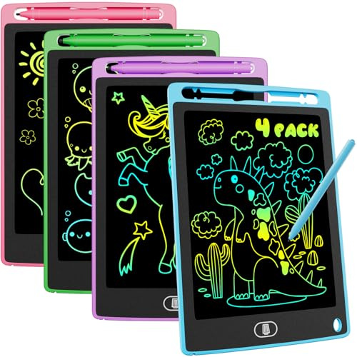 Electight 4 Stück LCD Schreibtafel für Kinder 8.5 Zoll, Zaubertafel | Maltafel Wiederverwendbare, Schreibtablett mit Abschließbar LöschenTaste, Spielzeug Geschenk für Jungen Mädchen ab 3 Jahren