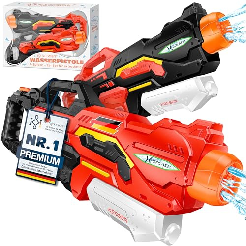 KESSER® Wasserpistole 2er Set Wasserpistolen Spritzpistolen Reichweite 10-11 Meter, Fassungsvermögen 1500ml Wasserspaß Strand Spielzeug im Freien für Kinder und Erwachsene Strandpool