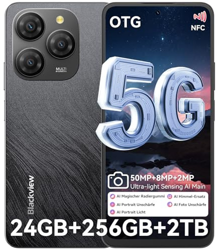 Blackview Shark 9 Handy 5G 24GB+256GB/2TBTF,2.7GHz Octa Core,Super PD 50MP AI Fotoalbum,5G Smartphone ohne vertrag, 6.67“,5000mAh Mit 18W, Dual SIM Handys/Fingerabdruck/Face ID/GPS/NFC