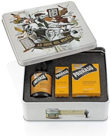 PRORASO Bartpflegeset, Wood & Spice, 3 teilig