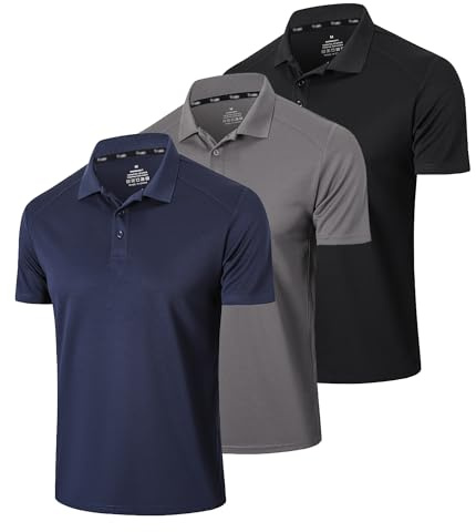 Gaiatiger 3er Pack Poloshirt Herren Kurzarm Schlank Leicht T-Shirt mit lässigem Kragen Atmungsaktiv Hygroskopisch Poloshirts für Herren Golf Polo Shirts männer