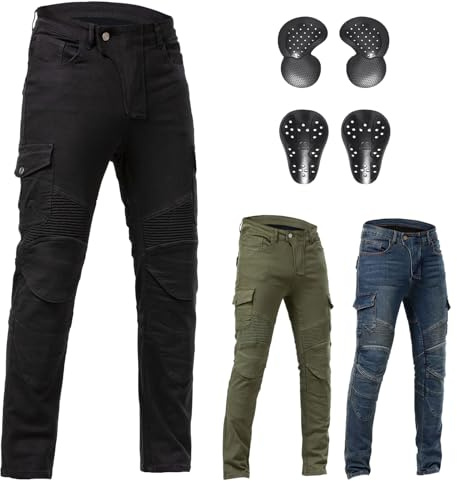 ForMTRider Motorradhose mit CE Zertifizierten Schutz Motorbike Motocross Dirtbike Outdoor-Riding Hose Schwarz,L=36W/31L