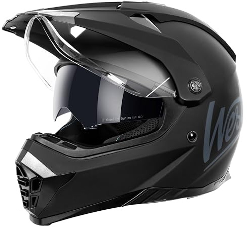 Westt Motocross Helm Integralhelm Motorradhelm ECE 22.06 geprüft – Enduro Helm mit Visier und Sonnenlende für Herren & Damen – Robuste ABS-Schale, Waschbares Innenfutter– ideal für Enduro, Stadt, MTB