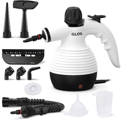 GLOIL Dampfreiniger Für Alles, Dampfreiniger Handgerät mit 10 Aufsätzen, Handheld Steam Cleaner,Handdampfreiniger von Fenstern, Sofas, Matratzen, Teppichen, Küchen usw. verwendet werden.