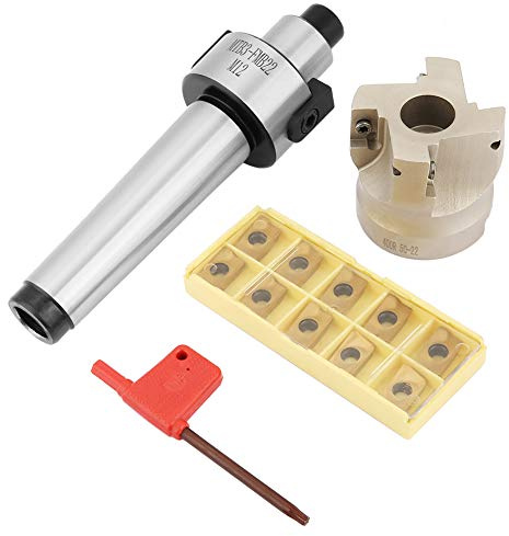 CNC Hartmetall-Schaftfräser Set mit Stirnfräser, 10 APMT1604 Einsätze für Schweres Fräsen, Beschichtete Oberfläche Hochleistungs-Fräswerkzeug mit Halterverlängerung