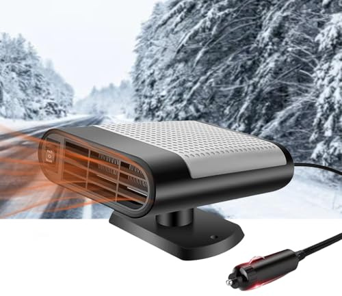 Berelin Autoheizung 12V 150W Tragbare Auto Heizlüfter, 2 in 1 Heizung & Kühlgebläse Windschutzscheibe Defroster Defogger mit 360° Drehbasis, Schnelleheizung Auto Elektro Heizlüfter (Quadrat-C)