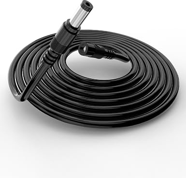 Tonton 10M DC Verlängerungskabel, DC 5,5mm x 2,1mm Netzteil Adapter Verlängerung Kabel mit Kabelschellen, 5521 Buchse auf Stecker für CCTV Überwachungskamera, IP-Netzwerkkamera, DVRs NVR usw. Schwarz