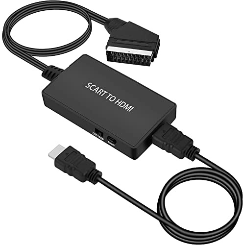 AIFHDAUF Scart auf HDMI Konverter, 720P/1080P Audio Video Konverter | kompatibel mit HDTV Monitor, Projektor, Xbox, PS3, VHS, STB, Sky, Blu-ray, DVD-Player
