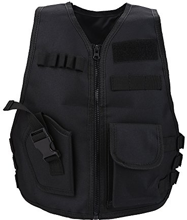 Keenso Kinder Schutzweste, 600D Oxford-Stoff V-Ausschnitt Einstellbar Kinder Weste Schutzweste mit Mehrere Beutel Molle Band für Outdoor-Aktivitäten (S)
