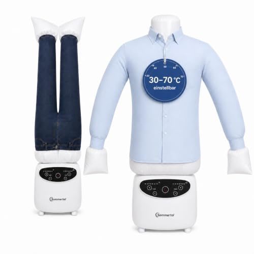 Sommertal Gentleman, Hemdenbügler Bügelpuppe, Hosenaufsatz Touch 30-70°C | Bügelmaschine, Bügelautomat, Bügelhilfe 2-in-1 mit 1200 Watt Heizgebläse, Timer, schnelles Aufheizen, schonend, leise