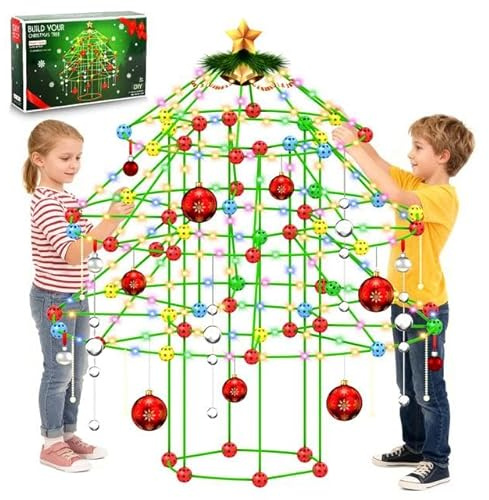 Charmofun Höhle Bauen Kinder, 212 PCS Höhlenbauset mit Lichterkette, DIY Konstruktionsspielzeug Indoor/Outdoor, Kreatives Fort Bauspielzeug für Junge & Mädchen ab 3 Jahre