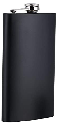 ToBeIT Flachmann Edelstahl 12oz in Schwarz matt - Taschenflasche Schnapsflasche Trinkflasche (12oz)
