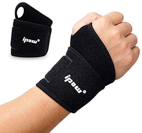 ipow 2er Handgelenkbandagen atmungsaktive Handgelenkstütze, verstellbare Handgelenk Unterstützung für Sport, Fitness & Bodybuilding - Schwarz