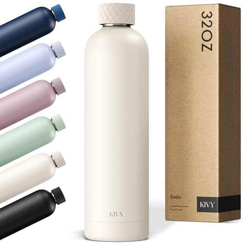 KIVY Edelstahl Trinkflasche 1l - Auslaufsicher & Kohlensäure geeignet | 24h kalt | 18h Heiß - Thermosflasche - Isolierflasche - Wasserflasche Edelstahl - Thermo Trinkflasche Metall - BPA-Frei