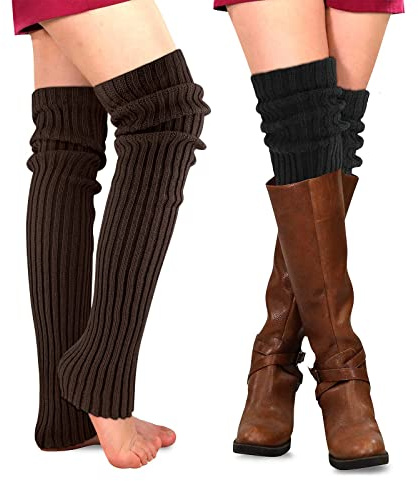 PHOGARY 2 Paare Stulpen Damen Lange Winter Beinwärmer, Stulpen Mädchen Beinstulpen Damen Stricken Häkelarbeit Pulswärmer Leg Warmers Mädchen Stiefel Boot Abdeckung Alpaka Socken für Winterwärmer