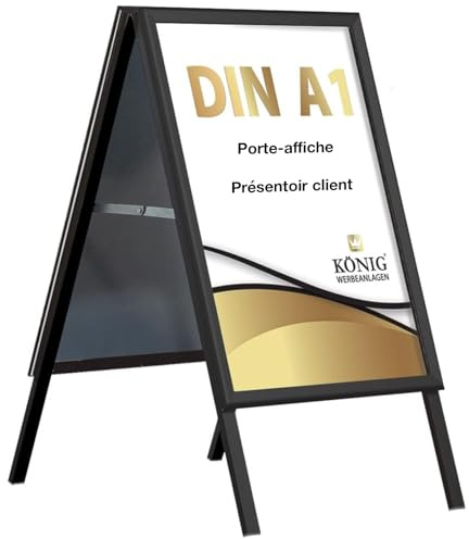 Plakatständer Keitum Black Line DIN A1 schwarz | beidseitig für 2 Plakate | Rückwand aus verzinktem Stahlblech | entspiegelte Schutzscheiben | wetterfest | Kundenstopper Gehwegaufsteller | Dreifke