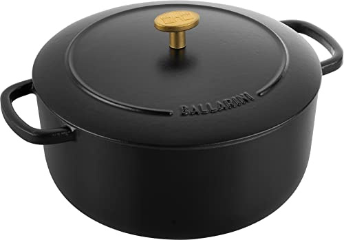 BALLARINI Bellamonte Auflaufform, Bräter, Dutch Oven, Emailliertes Gusseisen, Rund, 24cm, 4,0 L, Schwarz