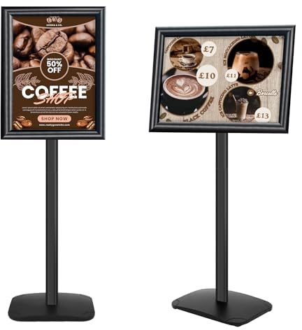Mutualsign Infoständer DIN A3, Plakatständer mit stabiler Basis, bodenstehender Posterständer für Menü/Mitteilungen/Display, Outdoor-Willkommensschild-Halter, Ständer für Plakate und Werbung, Schwarz